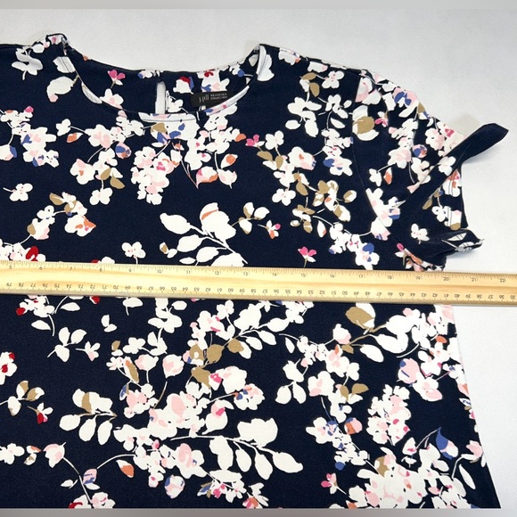 J. Jill Wearever Collection Navy Floral Midi Soft T-Shirt Women’s‎ Dress Medium - Picture 9 of 14